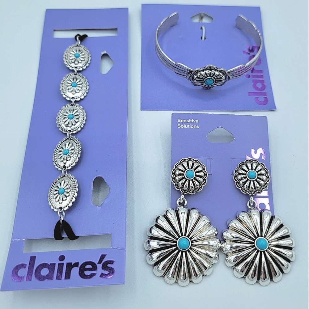 Claire's Silver & Turquoise Jewelry Set #0014